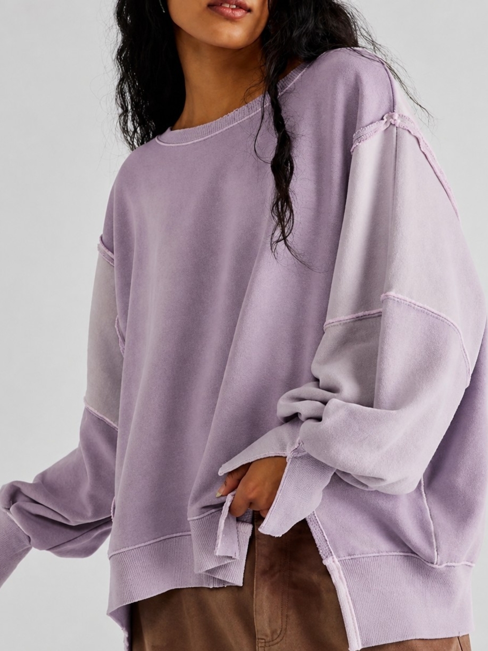We The Free Camden Sweatshirt by Free People- Two Toned Purple